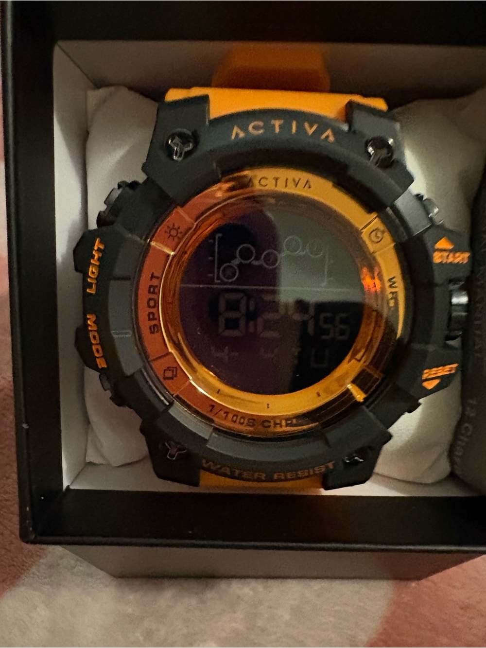 Ativa Orange & Black Digital Sport Watch with Amber Accent